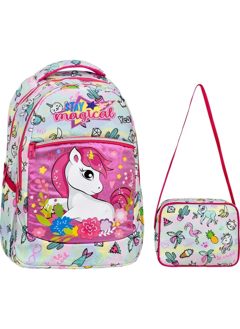 Çanta Trend Bag Trend Unicorn Patterned Primary School Bag + Lunch Box
