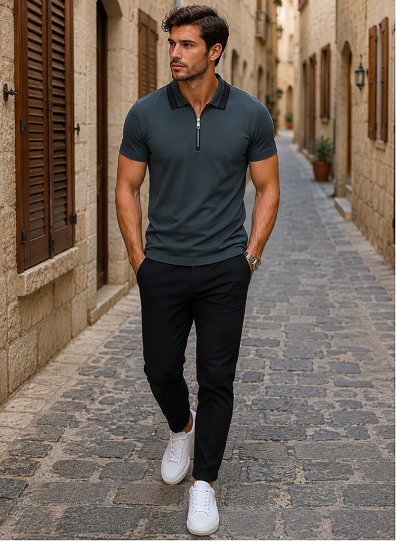 Hero Basic Pique Zipper Polo Shirt