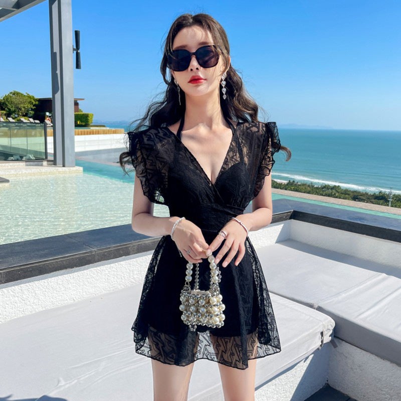 [الحب الأول سلسلة ضوء القمر الأبيض] ملابس السباحة الجديدة للمرأة ملاكم واحد قطعة محافظة بطن تغطية الينابيع الساخنة فتاة طلاب ملابس السباحة - Image 5