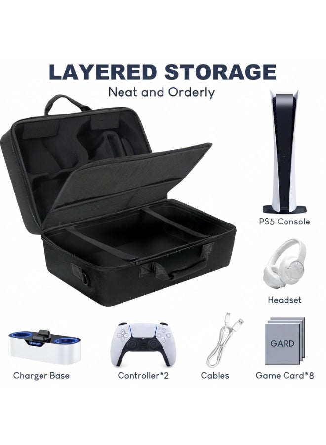 DOUGEI Travel Carrying Case for PS5, Hard Shell Travel Case for PS5 Disc&Digital Edition, Protective Storage Bag for Playstation 5, Dual Sense Controllers, Headset, Base and Game Accessories - Image 4