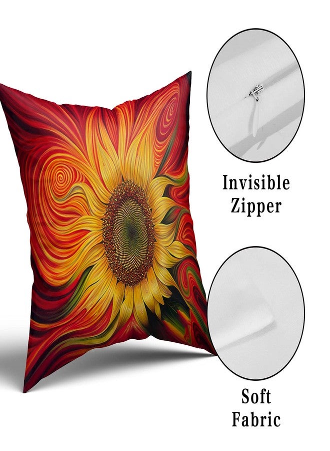 Granbey Sunflower Pillow Covers 18 x 18 Set of 2 Decorative Flower Throw Pillow Covers Cotton Linen Cushion Case for Sofa Bench Living Room Indoor Outdoor Home Decor - Image 4