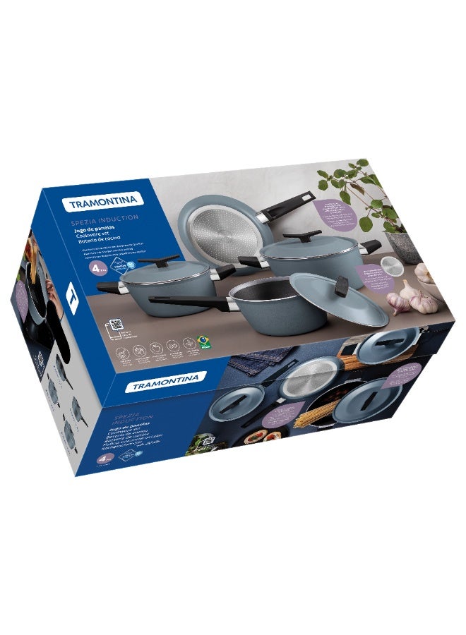 ترامونتينا طقم أواني طهي ترامونتينا سبيتسيا للطهي بالحث الحراري، مكون من 7 قطع، لون أزرق رمادي، مصنوع من الألومنيوم، مع طبقة داخلية وخارجية من مادة ستارفلون الممتازة، رقم المنتج 28399141 - Image 2
