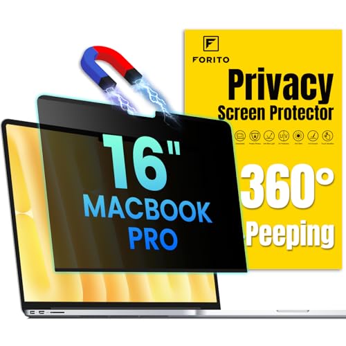 FFORITO F FORITO Magnetic Privacy Screen Protector Compatible with MacBook Pro 16 inch (2021-2024, M1, M2, M3, M4 Pro/Max), Removable 360° Anti Peeping Anti Blue Light Anti Glare Laptop Privacy Shield - Image 1