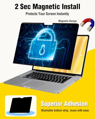 FFORITO F FORITO Magnetic Privacy Screen Protector Compatible with MacBook Pro 16 inch (2021-2024, M1, M2, M3, M4 Pro/Max), Removable 360° Anti Peeping Anti Blue Light Anti Glare Laptop Privacy Shield - Image 2