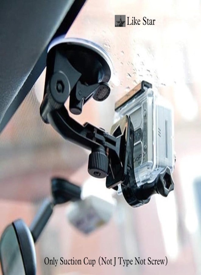 Like Star Car Windshield Suction Cup Mount+Screw+J Hook Buckles Compatible with Gopro Hero 12/11/10/9/8/7/6/5/4 Action Cameras Black - Image 3