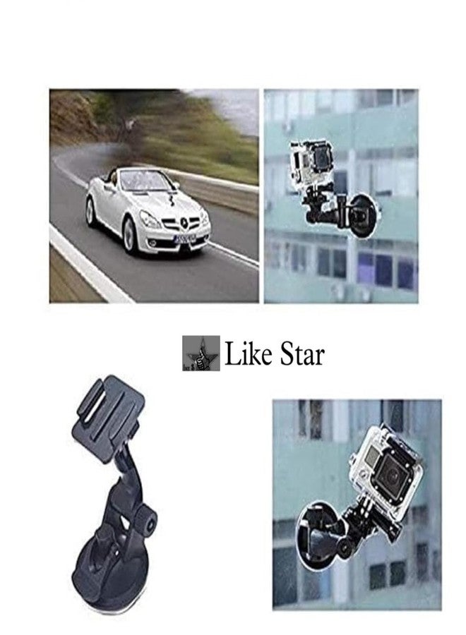 Like Star Car Windshield Suction Cup Mount+Screw+J Hook Buckles Compatible with Gopro Hero 12/11/10/9/8/7/6/5/4 Action Cameras Black - Image 4