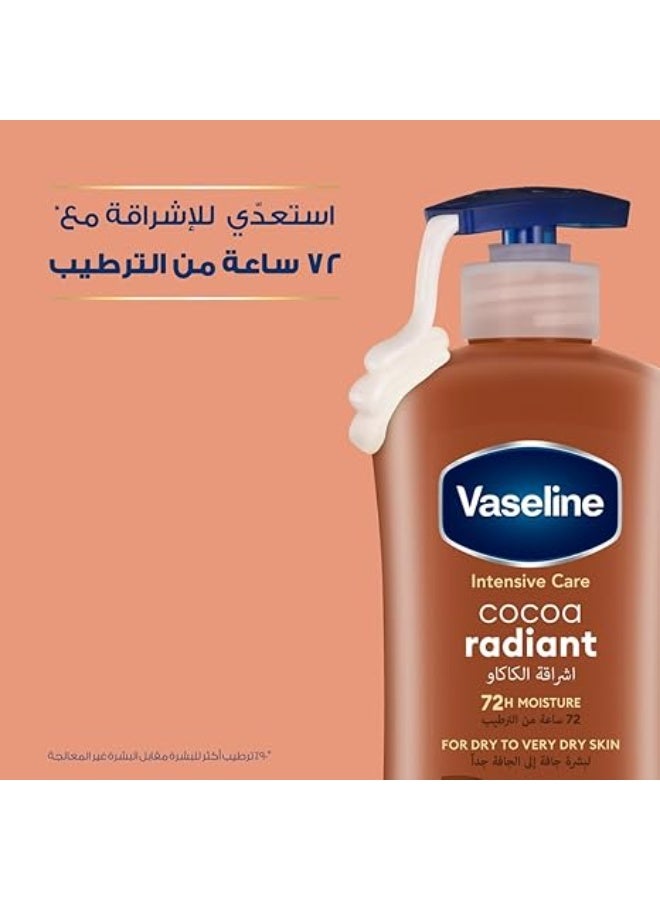 Vaseline Body Lotion Cocoa Radiant with Cocoa Butter, Non-Greasy Formula, Restores Glow To Dull, Dry Skin, 400ml - Image 3