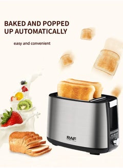 RAF 2 Slice Toaster,750W,Two Wide Slots,7 Browning Control,Auto-Off,Cancel/Defrost/Reheat Functions,Removable Crumb Tray, Silver -R.507  - Image 5