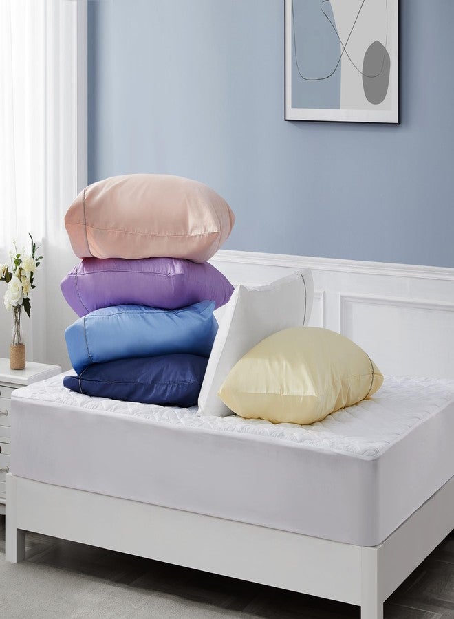 Sunflower Pillow Cases King Set of 2, 100% Cotton King Pillowcases, 20×40 inches with Silver Trim, Soft and Breathable, Solid Baby Blue - Image 5