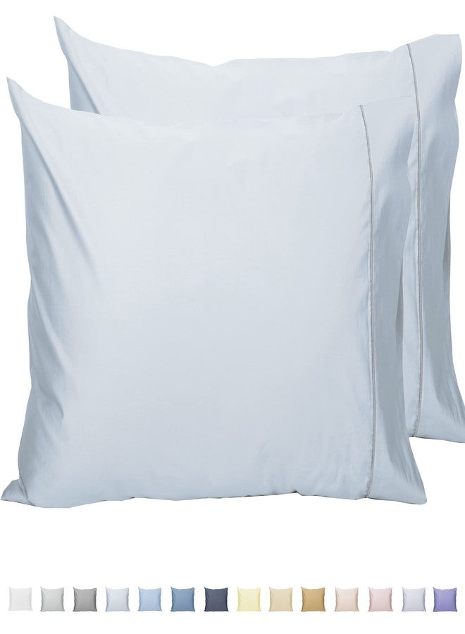 Sunflower Pillow Cases King Set of 2, 100% Cotton King Pillowcases, 20×40 inches with Silver Trim, Soft and Breathable, Solid Baby Blue - Image 1