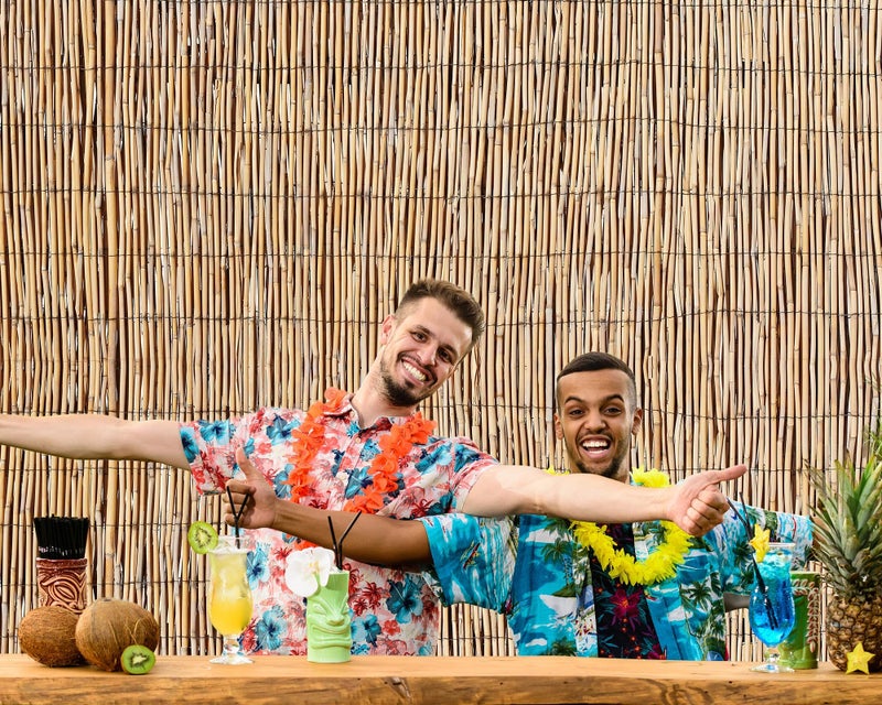 Barydat Hawaiian Beach Reed Backdrop Aloha Luau Party Tiki Bar Decorations Polyester Fabric Photography Backdrop for Photoshoot (8 x 6ft) - Image 5