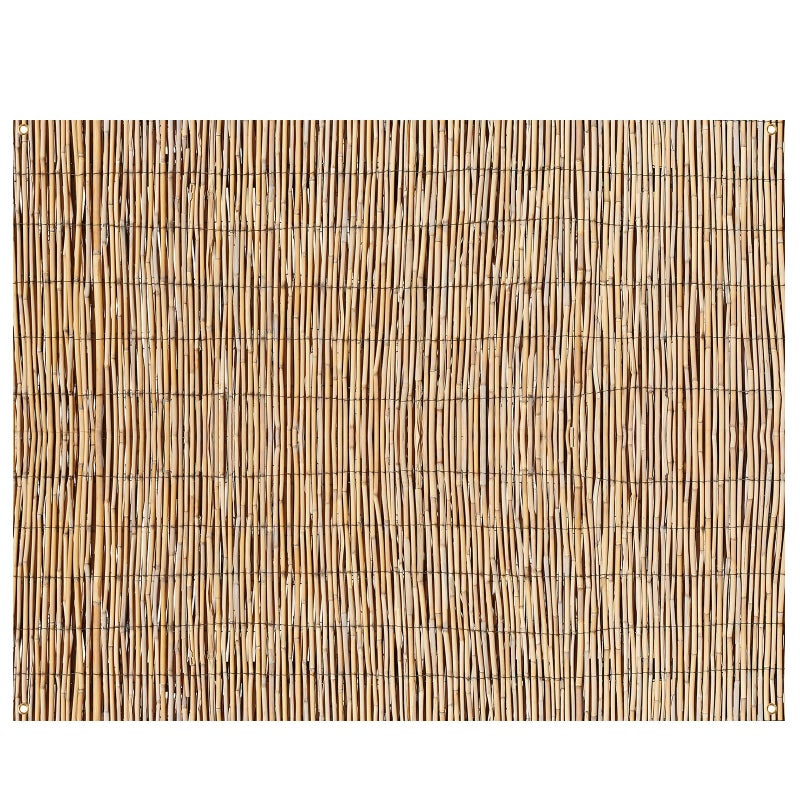 Barydat Hawaiian Beach Reed Backdrop Aloha Luau Party Tiki Bar Decorations Polyester Fabric Photography Backdrop for Photoshoot (8 x 6ft) - Image 1