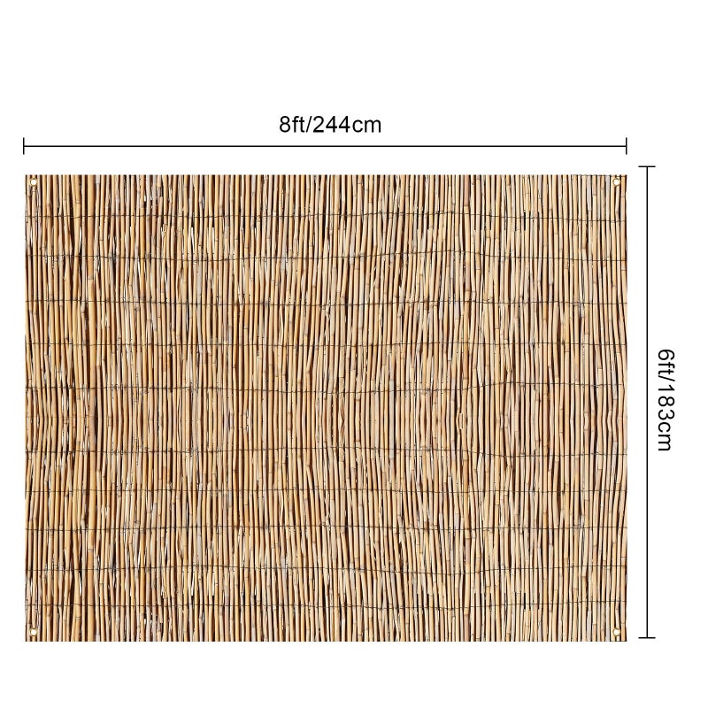 Barydat Hawaiian Beach Reed Backdrop Aloha Luau Party Tiki Bar Decorations Polyester Fabric Photography Backdrop for Photoshoot (8 x 6ft) - Image 2