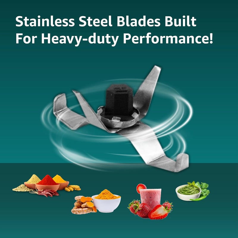 Havells خلاط مطحنة بقدرة 500 واط | 3 أوعية من الفولاذ المقاوم للصدأ مقاومة للتسرب (400 مل، 800 مل، 1.2 لتر) | 3 سرعات تحكم | هيكل ABS قوي | شفرات SS متينة | تقنية تهوية الهواء | أسود - Image 5