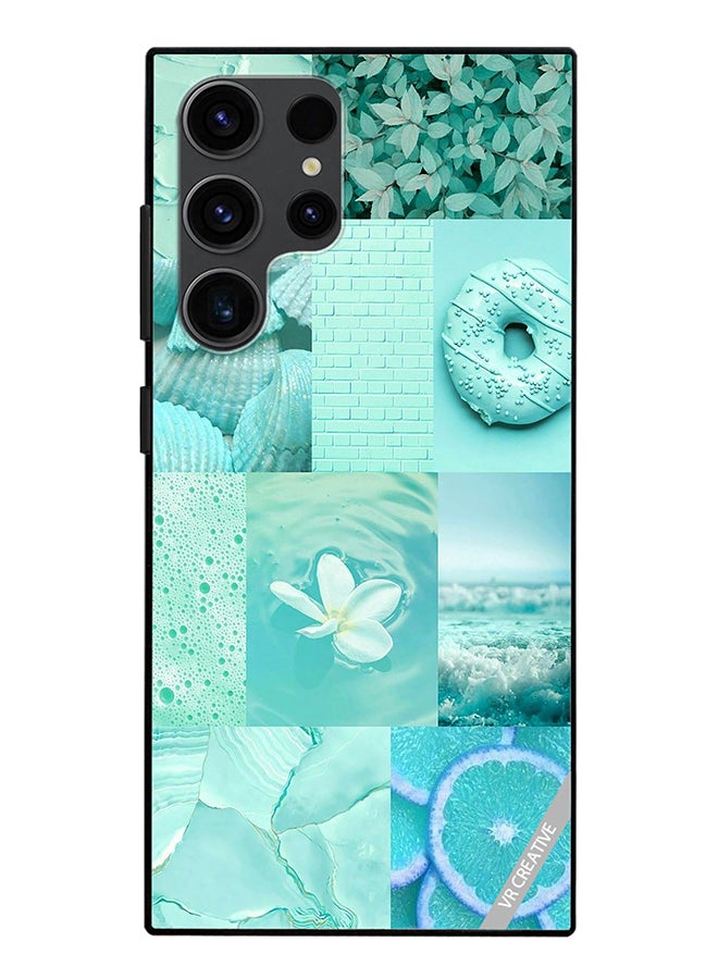 VR CREATIVE Protective Case Cover For Samsung Galaxy S24 Ultra Mint Abstract College Design Multicolour - Image 1