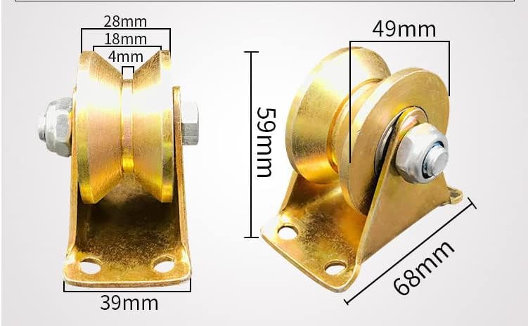 MLHpeak عجلة V-Type Groove، عجلة صلبة ثقيلة مع حامل، لمسار مقلوب، بوابة متحركة، بوابة منزلقة، آلات صناعية، سكة حديد حبال، عبوة من 4 (2 بوصة/50 مم) - Image 2