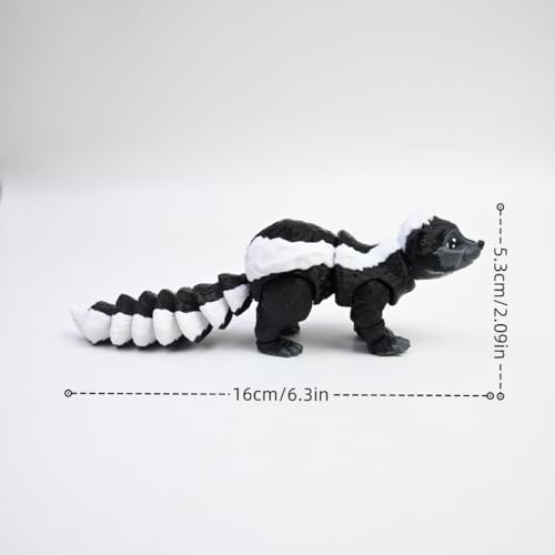 VUNDO 3D Printed Skunk 3D Printed Animals Full Articulated Flexible Fidget Toys for Desk Dcor Grey Small 6Inch - Image 5