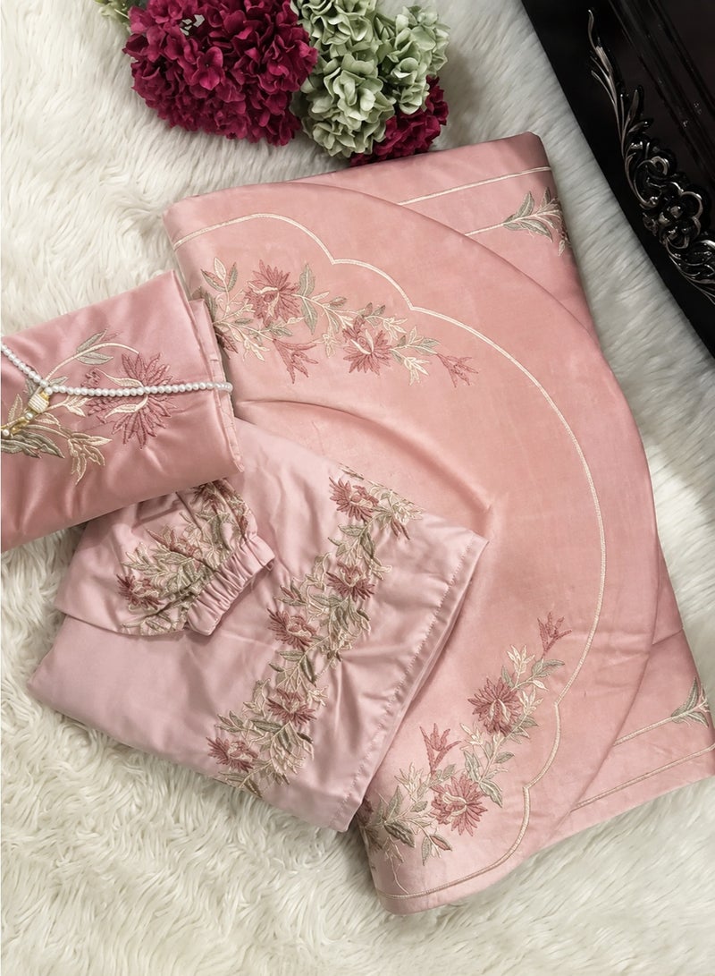 Ramadan Gifting Package Womens Luxury Prayer Mat Set with Matching Prayer Dress, Soft , Padded Istanbul Sajadah, Elegant Embroidered Muslim Prayer Rug for Home, Hajj & Umrah