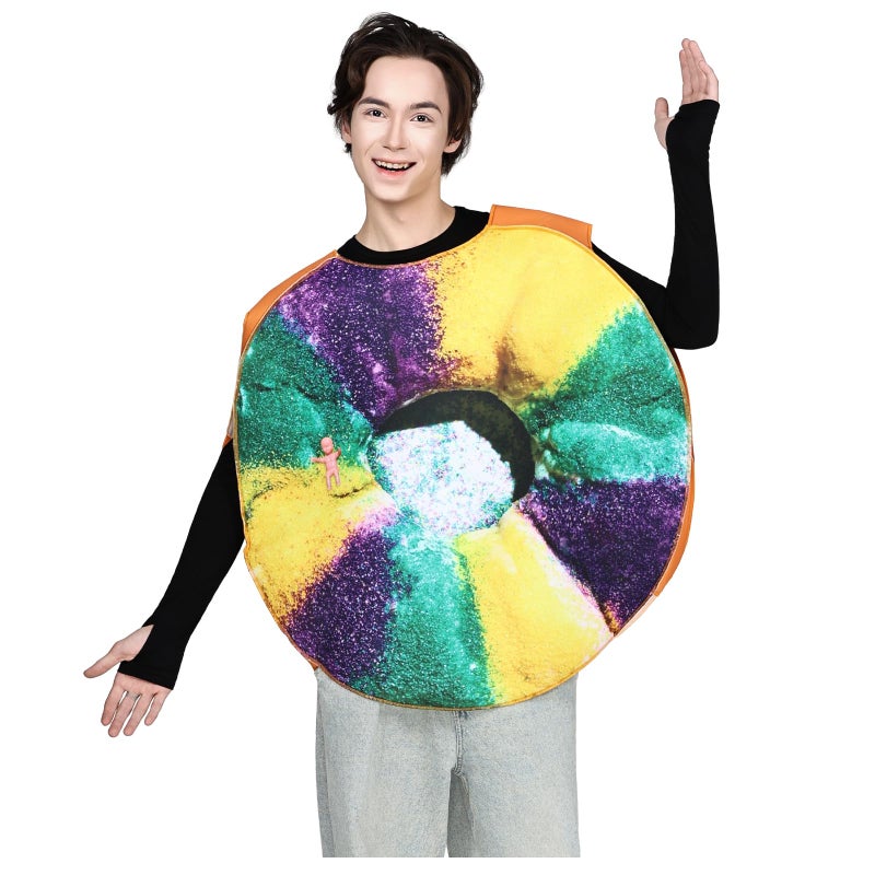 EraSpooky Adult King Cakes Costume Funny Mardi Gras Parades Outfits for Men Women - Image 1