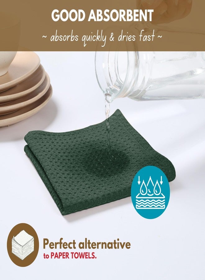 Native Fab Cotton Dish Towel & Dishcloths Set - 8 Piece, Soft, Absorbent, Fast Drying, Durable Towels for Cleaning, Baking, Cooking - Great for Home, Kitchen & Restaurant Use - Forest Green - Image 4