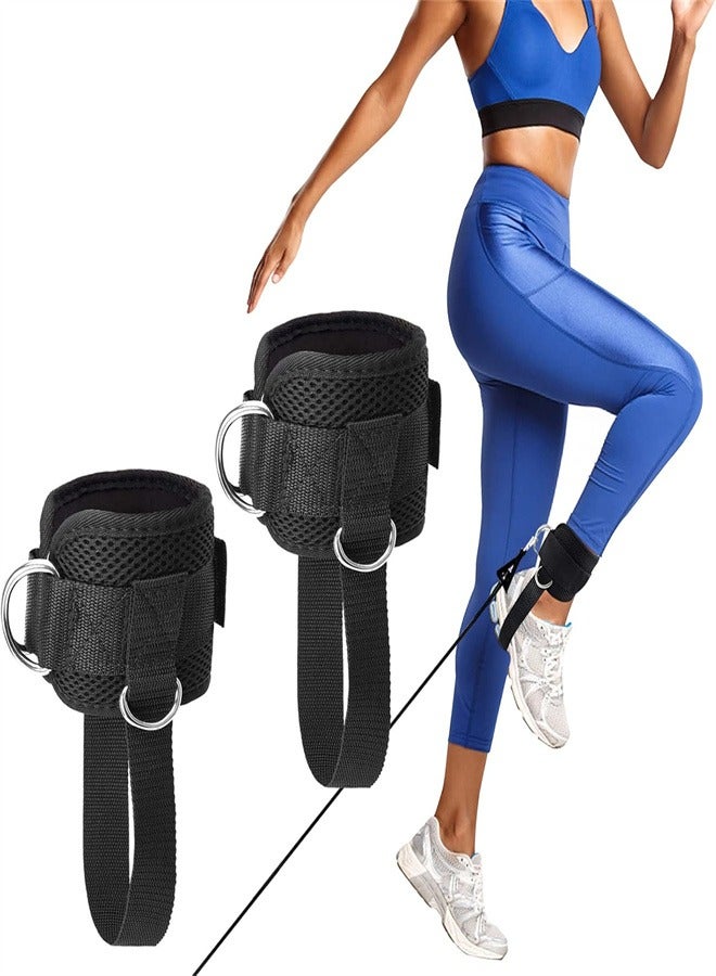 Generic 1 Pair Ankle Straps, Ankle Cuffs, D-Ring Ankle Cuffs for Cable Machines, Comfortable Workout Ankle Belt, Adjustable Padded Work Out Cuffs for Kickback, Glute Workout, Leg Extension, Black  - Image 1