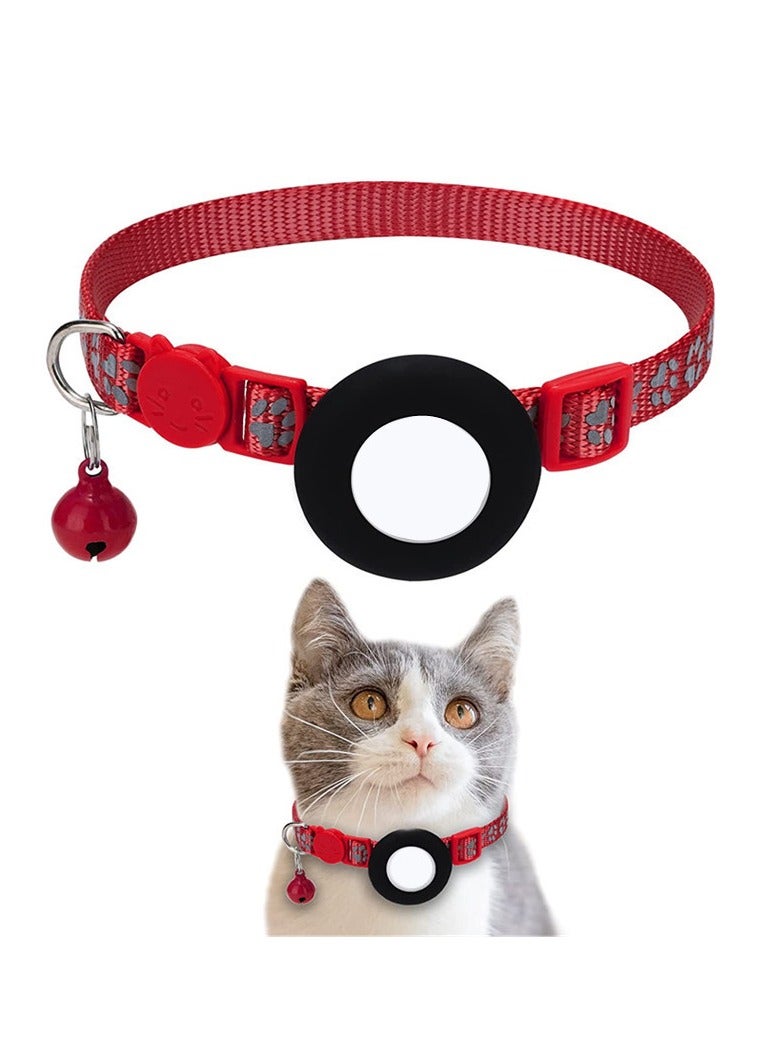Generic Cat Collar for Airtag Reflective Cat Collar with Bell and Safety Buckle, with Waterproof Holder Compatible with Adjustable 22-35cm  - Image 1
