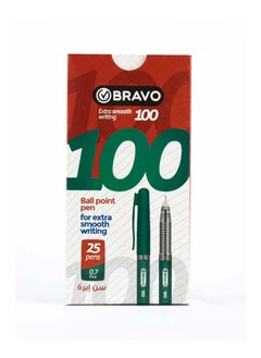 Bravo Bravo 100 Ball Point Pen - 0.7mm -  Pack of 25 Pens - Green  - Image 1