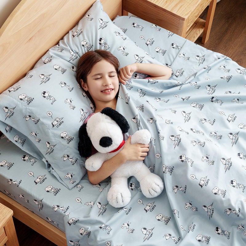 Berkshire Blanket Berkshire Blanket Peanuts Kids Sheet Set  Twin Size - 3 Pieces  Peanuts Snoopy Different Emotion Sheet Scale Murky Blue  Cute Character Snoopy Printed Soft Microfiber Bed Sheets  - Image 2