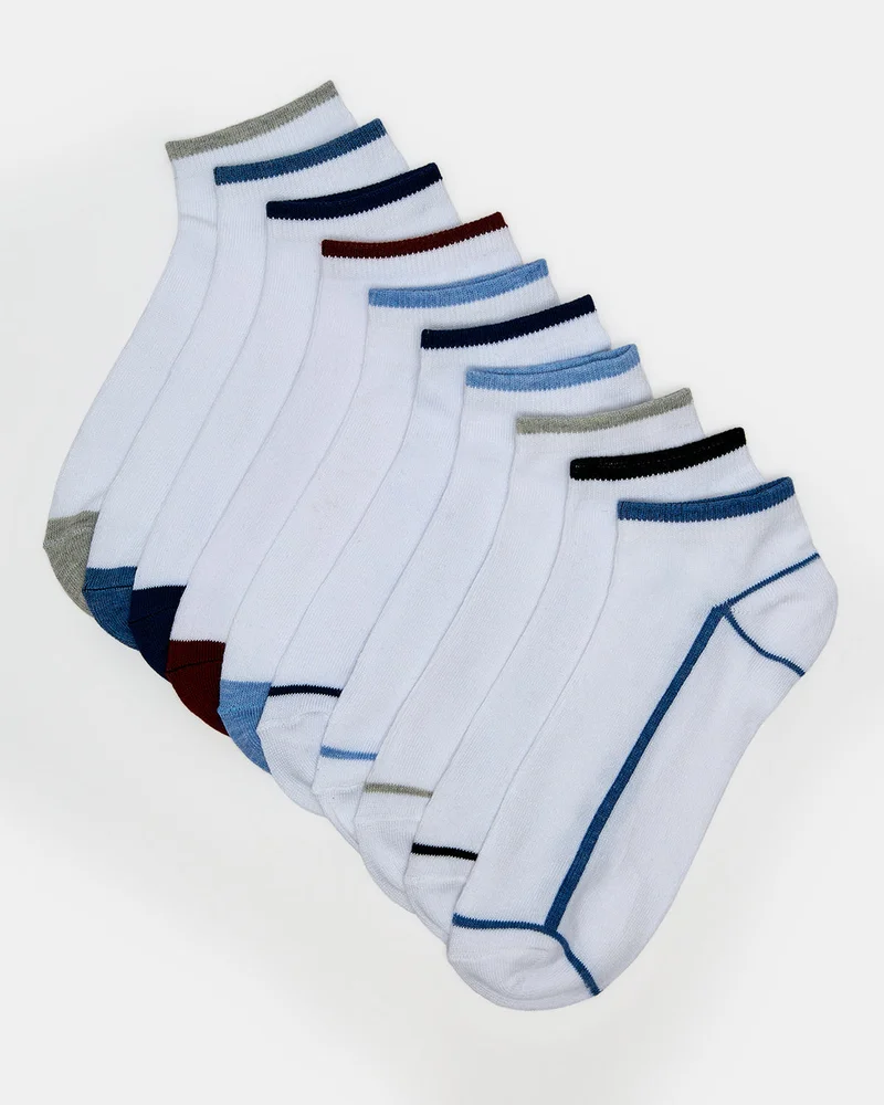 Redtag Men White Assorted Socks Set (Pack Of 10)