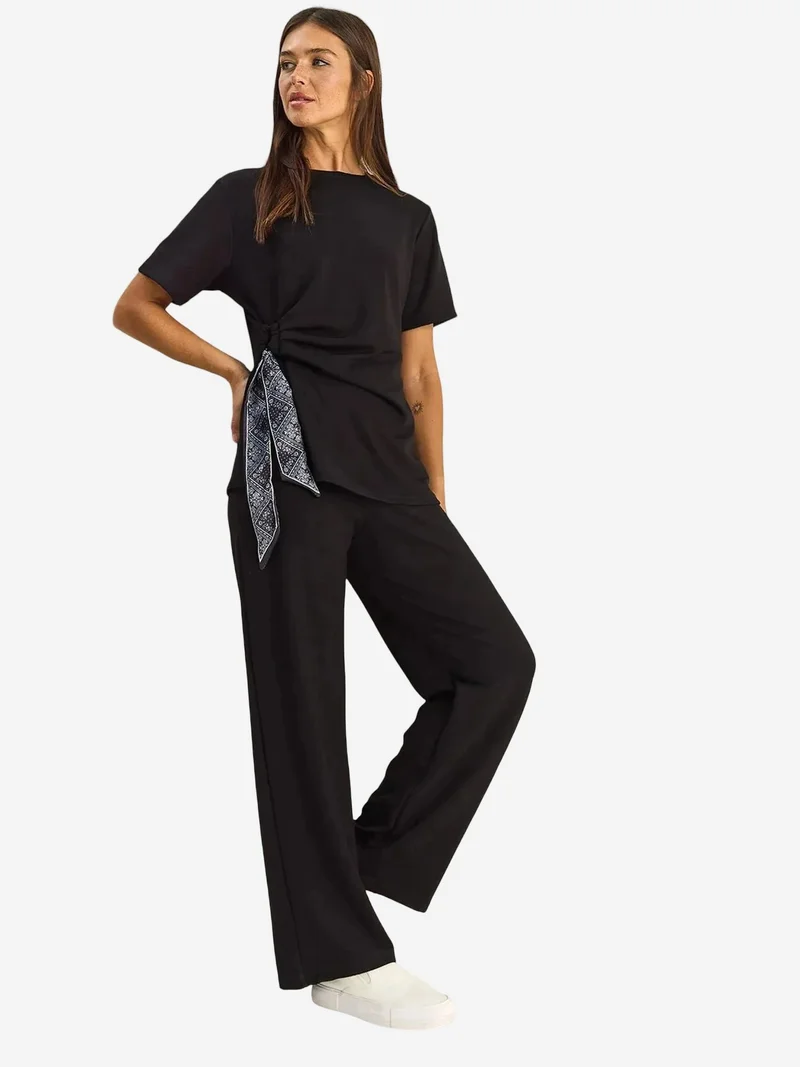 بيانكو لوتشي LUCCI Crew Neck T-Shirt and Wide Leg Trousers Set