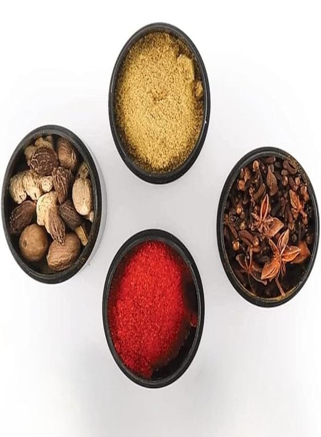 MILTLIFE® Stainless Steel Masala Container Set with Stand | Spice Boxfor Kitchen | Steel Masala Container set | 4 Masala Dani with Lid & 4 Stainless Steel Spoon | Pack Of 4 Pcs, 175ml Each - Image 4