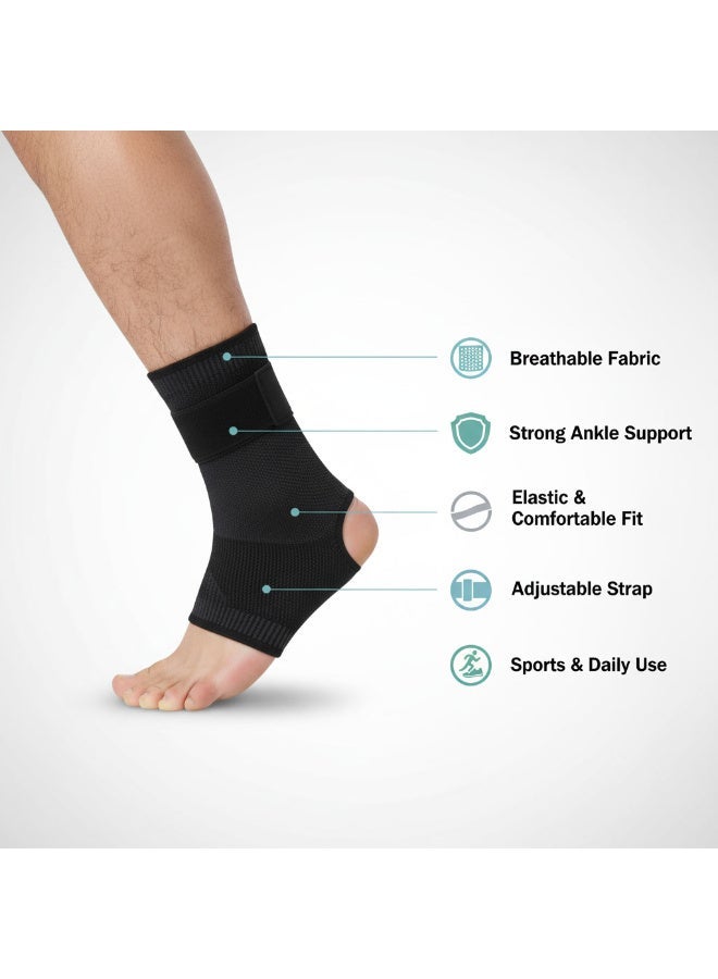 OMG King of Kings Ankle Brace Adjustable Compression Support Black 1 Piece - Image 2