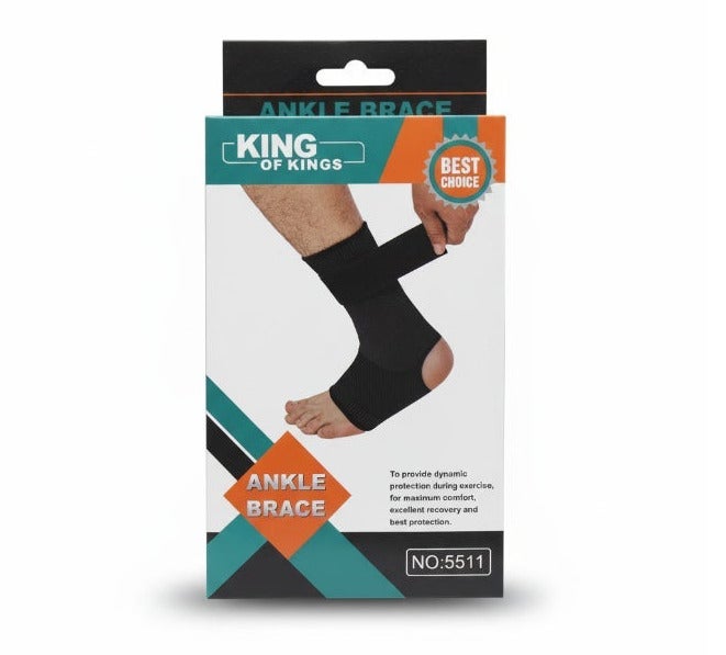 OMG King of Kings Ankle Brace Adjustable Compression Support Black 1 Piece - Image 1