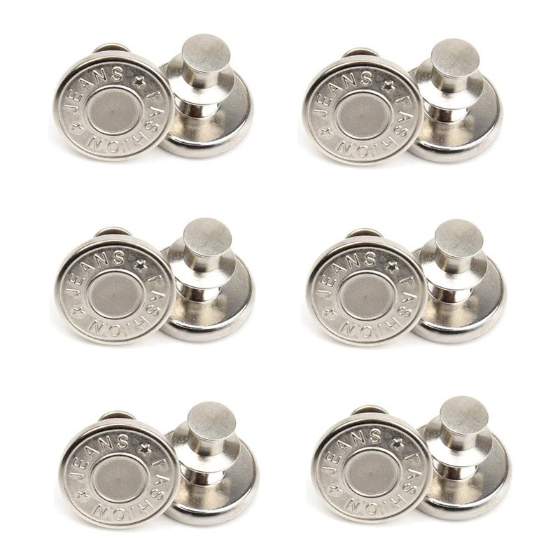 HENXING 12 Sets 17mm Replacement Jean Buttons  Instant  Adjustable Detachable Metal Buttons for Pants Jackets Bags  More