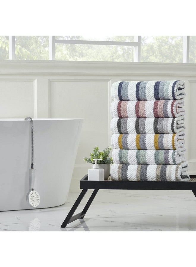 Modern Threads Modern Threads Pax 6-Piece Reversible Yarn Dyed Jacquard Towel Set - Bath Towels, Hand Towels, & Washcloths - Super Absorbent & Quick Dry - 100% Combed Cotton, Denim  - Image 4