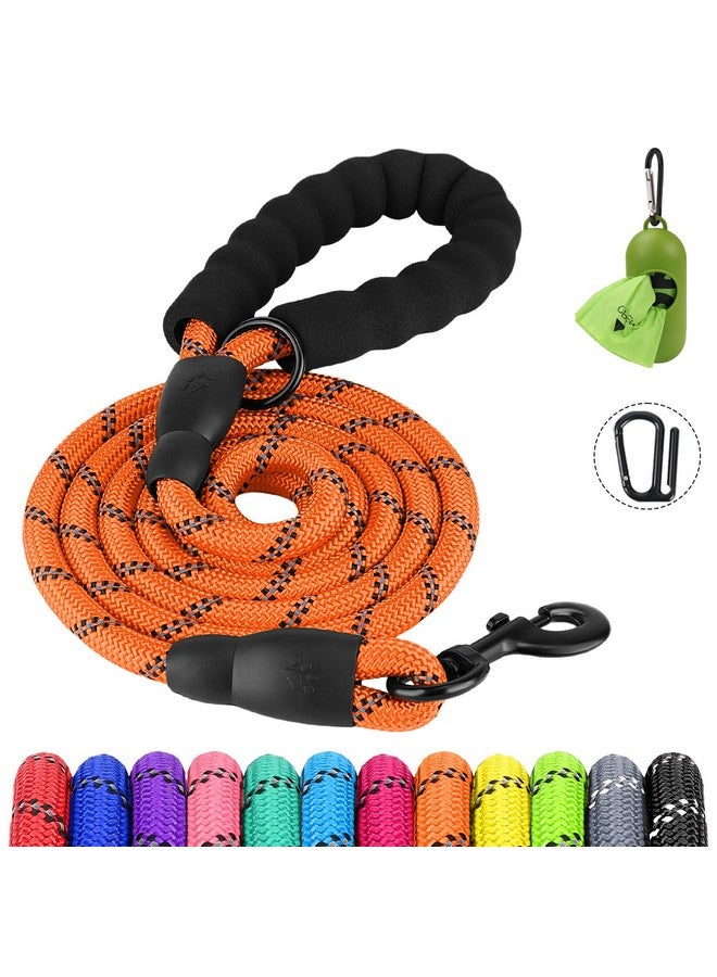 جويتيل مقود Joytale بطول 6/5/4 أقدام للكلاب من السلالات الكبيرة والمتوسطة، مقود قوي من النايلون المضفر، مقبض مبطن مريح ومقود قوي مع أكياس فضلات وموزع، برتقالي، 6 أقدام × 1/2 بوصة - Image 1