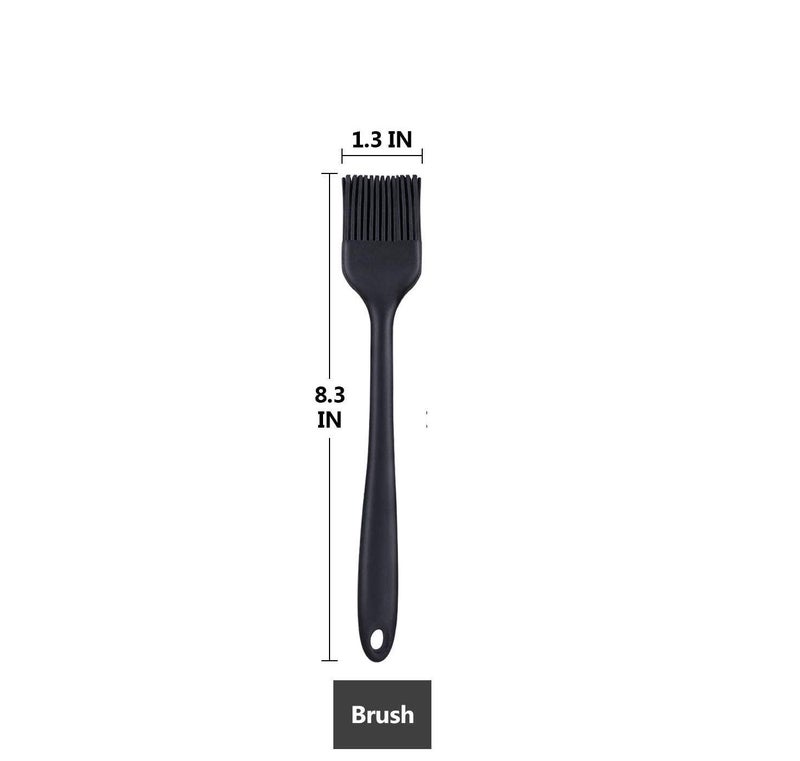 we3 Multi Purpose Heat Resistance Silicone Spatula Turner Non-Stick Silicone Kitchen Tools FDA Approved Piece of 2 Black|Spatula XL 27cm+Silicone Basting Brush 21cm - Image 3