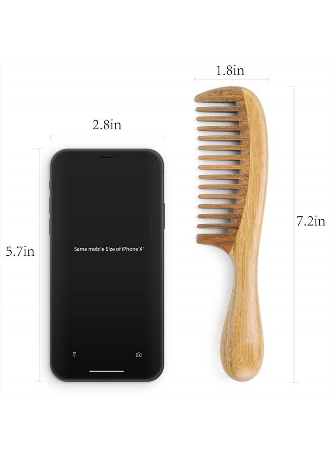 OneDor Natural Handmade Green Sandalwood Wide Tooth & Fine Tooth Wooden Comb Set, Natural Sandalwood scent for Beautiful Hairs. None-Tangled Hair & Anti-Static by nature - Image 3