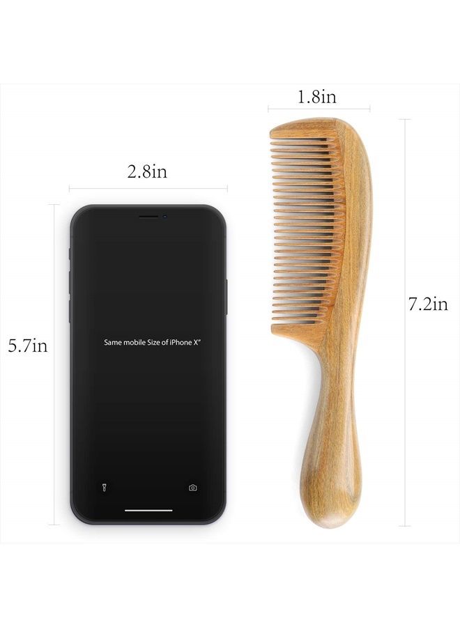 OneDor Natural Handmade Green Sandalwood Wide Tooth & Fine Tooth Wooden Comb Set, Natural Sandalwood scent for Beautiful Hairs. None-Tangled Hair & Anti-Static by nature - Image 4