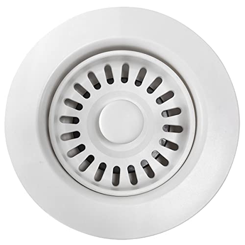 EADOT White Polymer Drain Kitchen Sink Drain Assembly with Removable Basket Strainer and Rubber Stopper for 3.5-Inch Drain Openings, Matching Color of Quartz, Granite Sinks - Image 1