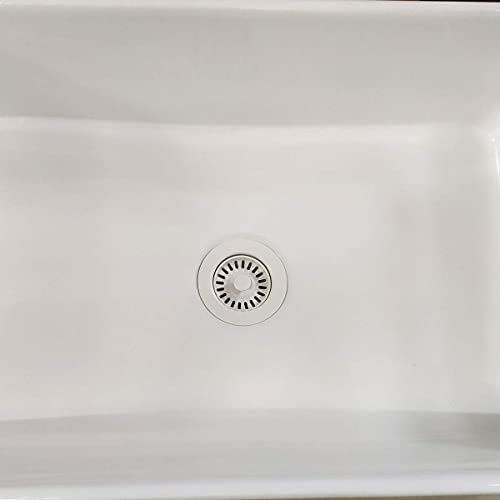 EADOT White Polymer Drain Kitchen Sink Drain Assembly with Removable Basket Strainer and Rubber Stopper for 3.5-Inch Drain Openings, Matching Color of Quartz, Granite Sinks - Image 5