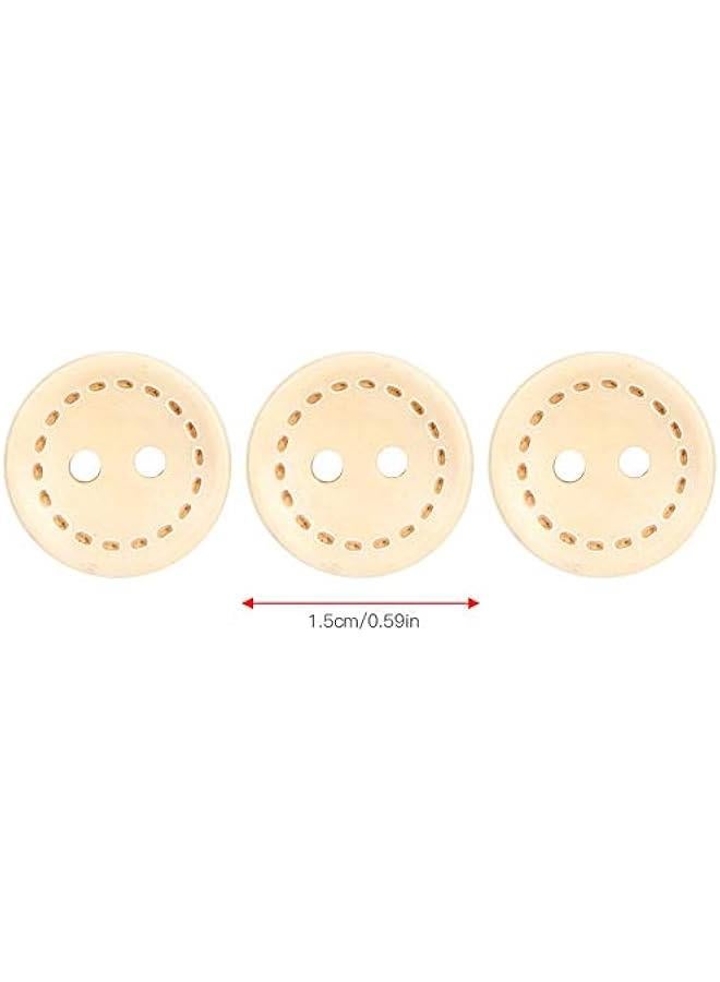 Wooden ons,100Pcs Clothing Decorative ons Double Hole Sewing ons for DIY Craft Sewing Clothing Knitting Crochet Card Making (1.5CM Marking) - Image 4