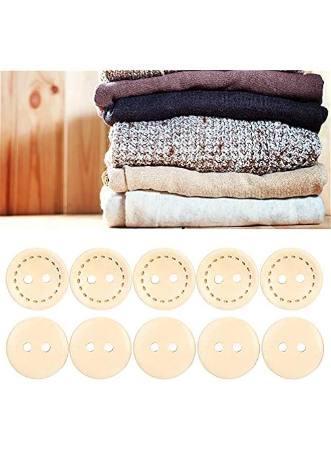 Wooden ons,100Pcs Clothing Decorative ons Double Hole Sewing ons for DIY Craft Sewing Clothing Knitting Crochet Card Making (1.5CM Marking) - Image 3