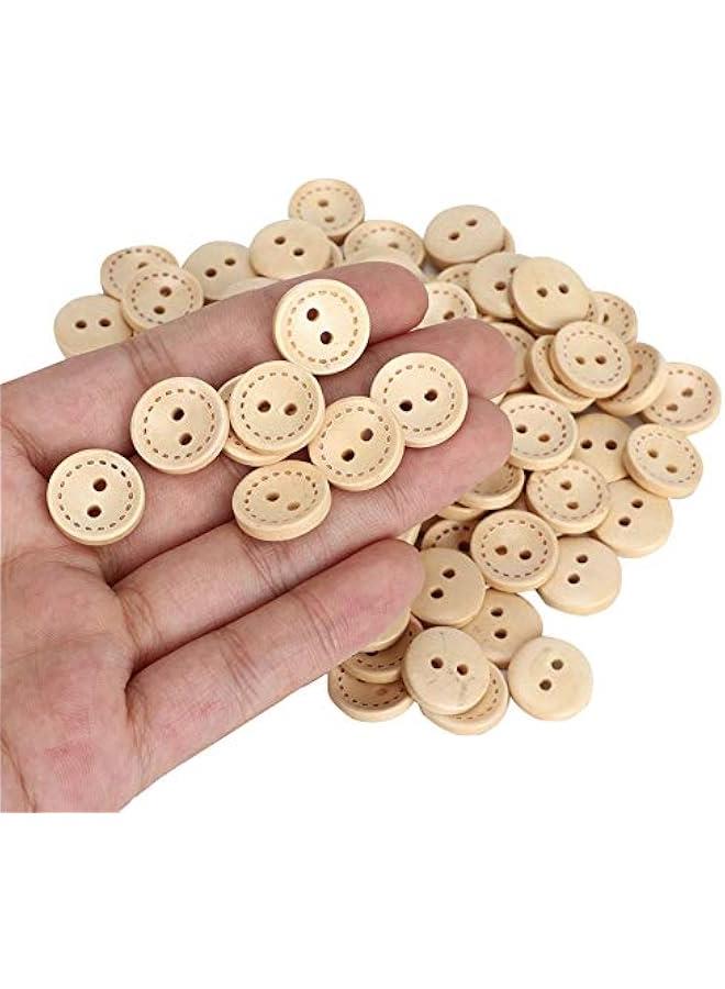 Wooden ons,100Pcs Clothing Decorative ons Double Hole Sewing ons for DIY Craft Sewing Clothing Knitting Crochet Card Making (1.5CM Marking) - Image 5