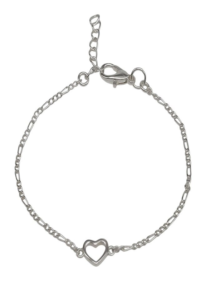 LBV 925 Sterling Silver Heart Anklet (single) for Baby Girls 0-5 Years | Adjustable Chain with Lobster Clasp - Image 1