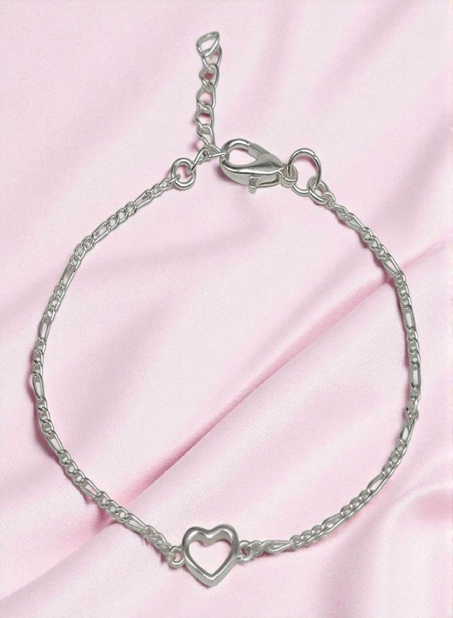 LBV 925 Sterling Silver Heart Anklet (single) for Baby Girls 0-5 Years | Adjustable Chain with Lobster Clasp - Image 3