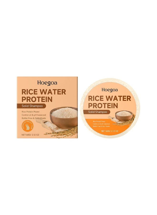 HOEGOA Rice Water Shampoo Soap Bar for Hair Growth, Rice Water Protein Shampoo Bar for Strengthening Weak or Damaged Hair, Hairs Loss Soap for Men and Women, 100ml/3.38fl oz - Image 1