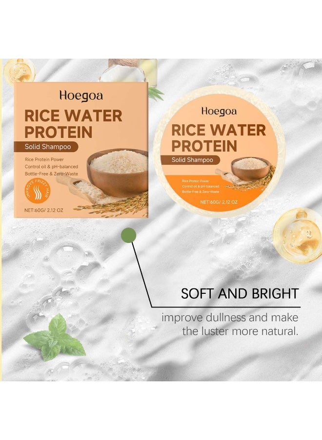 HOEGOA Rice Water Shampoo Soap Bar for Hair Growth, Rice Water Protein Shampoo Bar for Strengthening Weak or Damaged Hair, Hairs Loss Soap for Men and Women, 100ml/3.38fl oz - Image 5