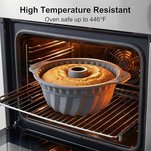 YADASWELL Nonstick Silicone Bakeware Set, 6 set Baking Cake Pan, Economical BPA Free Heat Resistant Bakeware Tools for DIY Loaf Bread Cheesecake Pizza Cupcake Muffin (Gray) - Image 5