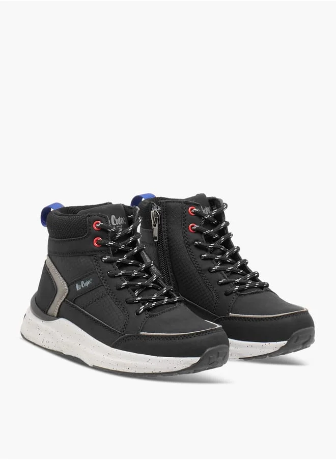 لي كوبر Boys' High Top Sneakers with Lace-Up Closure